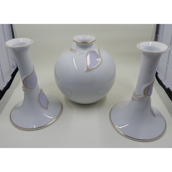 Chloe Paris Decor Opera Porcelain Candlestick Holders and Vase Set Germany - Picture 8 of 11